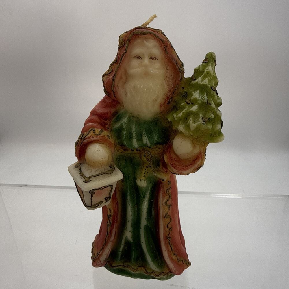 Vintage Old World Santa Wax Natural Candle 7.5” made In Italy Unused